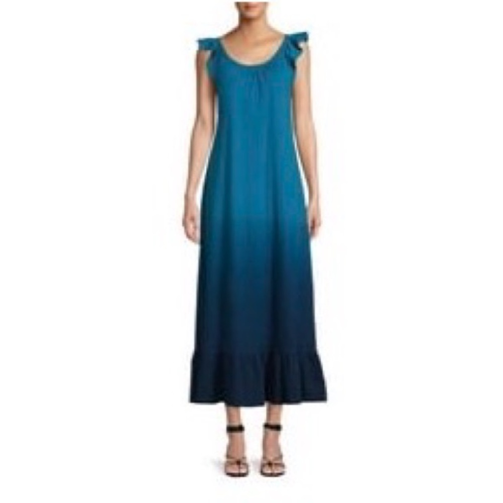 Time and Tru Teal to Navy Maxi Dress